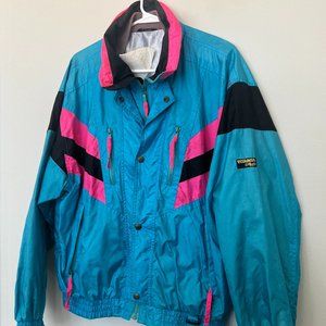 BG 80s Electric Blue/Pink Neon Thermia Lined Windbreaker Jacket - Unisex Medium